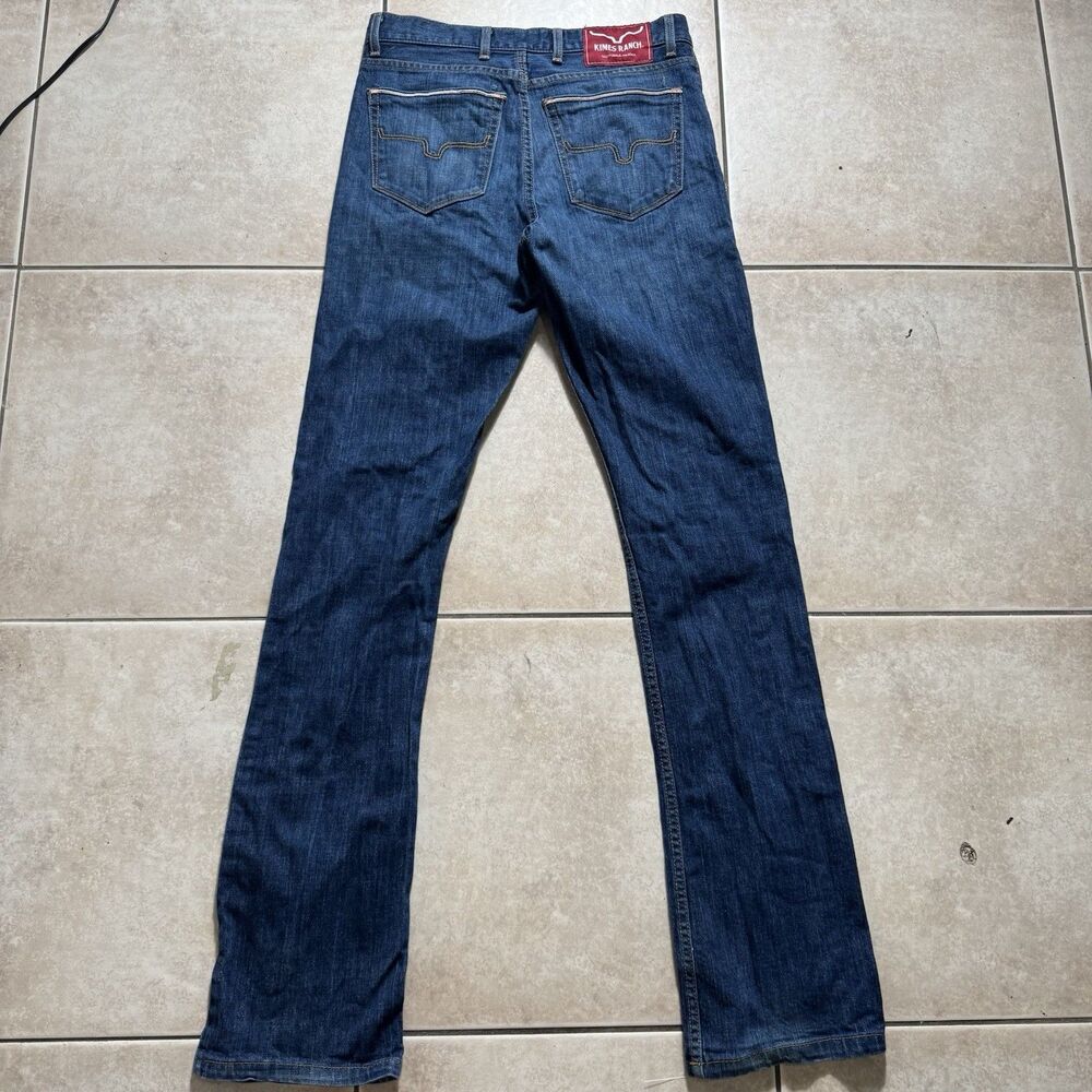 Kimes Ranch Roger Slim Bootcut Jeans Mens 30x34 Blue Cowboy Western Dark Wash